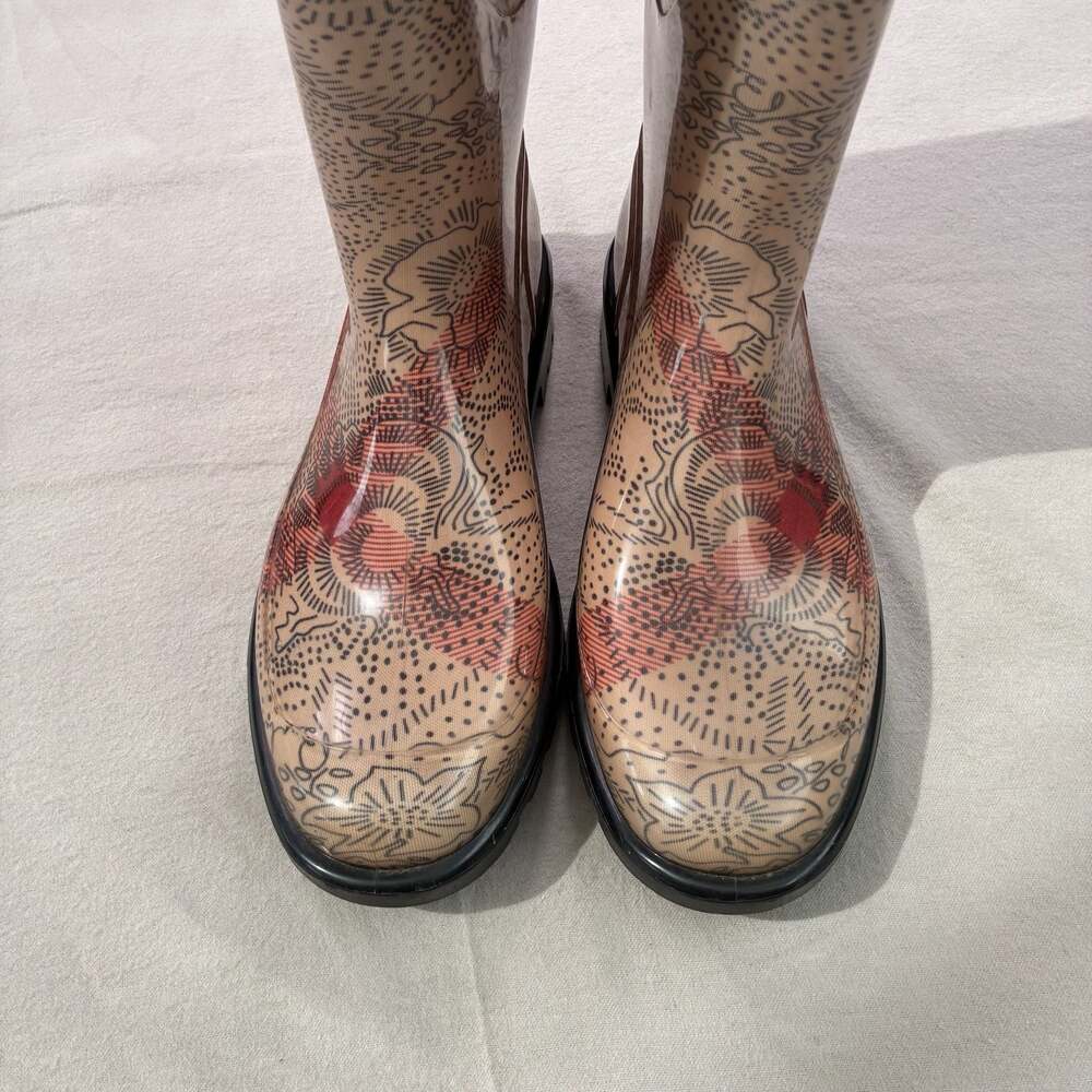 Burberry Floral Check Print Rubber Rain Boots - Picture 4 of 11